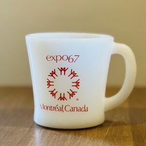 Vintage‎ EXPO 67 Montreal Worlds Fair Coffee Mug Cup Milk Glass Canada 1967